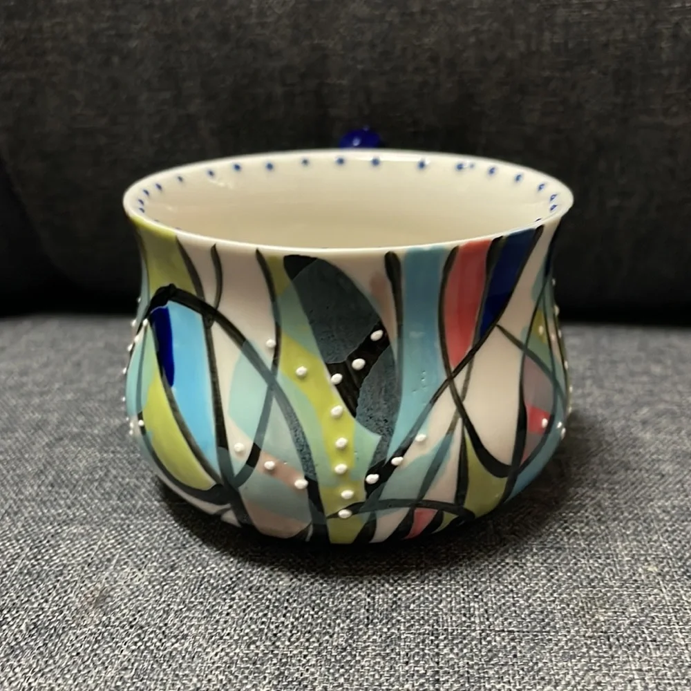 Anthropologie Hand-painted Geometric Mug